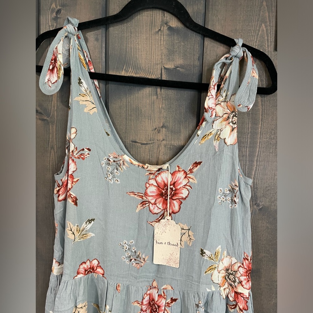 Hem & Thread mint floral tie shoulder mini dress Sz S NWT - Picture 8 of 9
